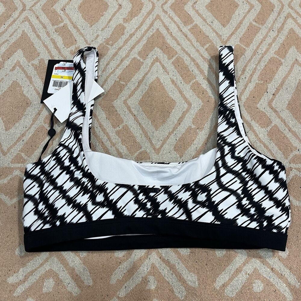 NWT DKNY Black & White Bikini Top Size Medium SPF 50 Square Neck - Picture 3 of 4